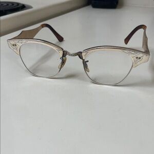 Vintage Gold and Brown Eyeglasses